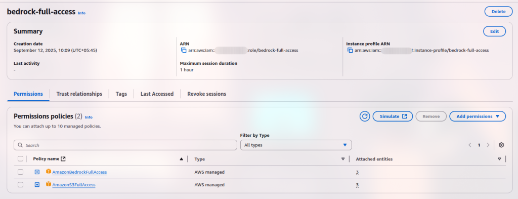 IAM Role For Bedrock